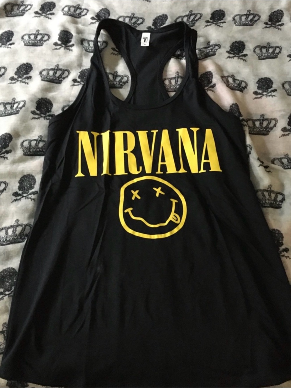 NIRVANA Black Tank Top with Yellow Logo